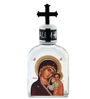 Icon Glass Holy Water Bottle Virgin of Kazan Byzantine icon Theotokos