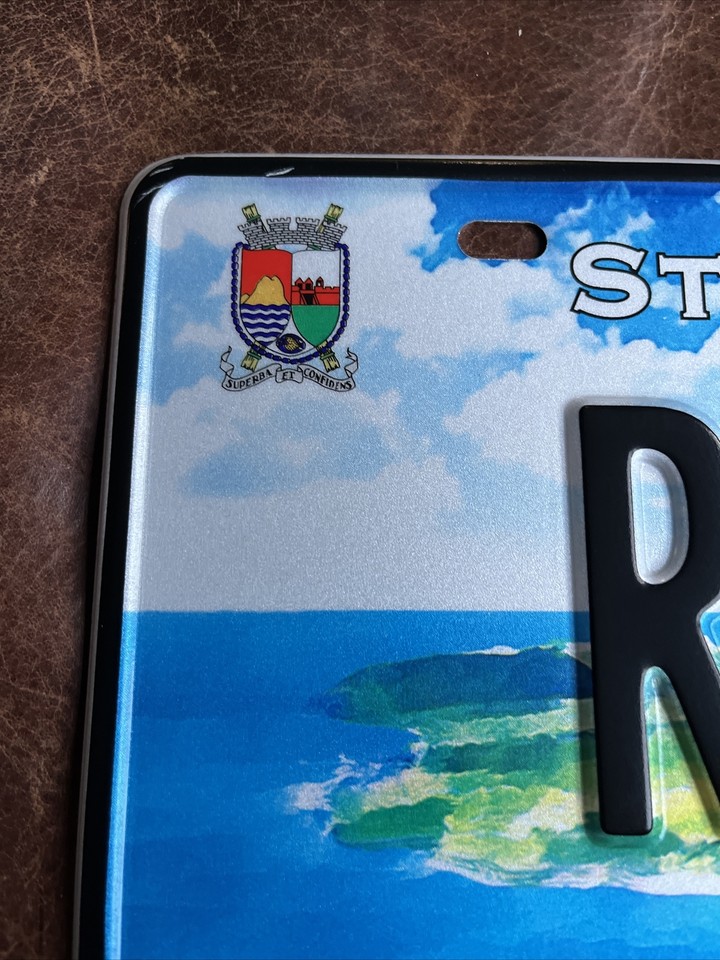 St Eustatius Rental Car License Plate Dutch Carribean pop 3,100 Tag R