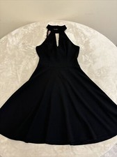 B. DARLIN Woman Black STRETCH Floral Open Back Fit & Flare Dress Size 1/2