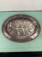 Burche Epoch Silver Plated Holloware Footed Meat Platter Footed Tray Rope 1920's