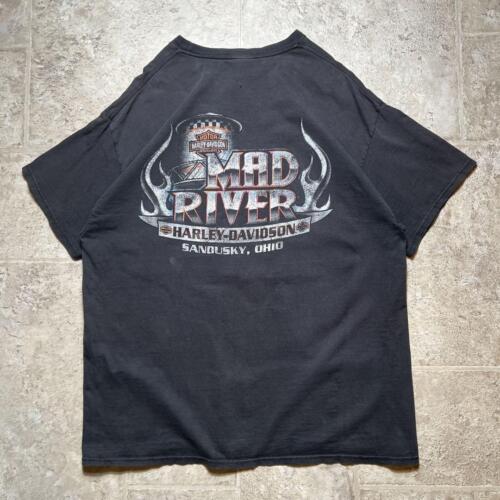 Harley-Davidson Print T-Shirt Mad River Double Sided Fade Black - Afbeelding 1 van 15