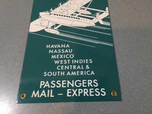 NOS PAN AM AIRLINES AIRPLANE PORCELAIN SIGN 15"x7.5" REPLICA /CLIPPER (GREEN) - Picture 3 of 4