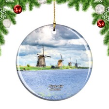 Netherlands Holland Kinderdijk Windmill Christmas ornament city travel souvenir