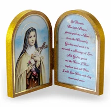 St. Therese of Lisieux Diptych Standing Plaque with Prayer - Little Flower