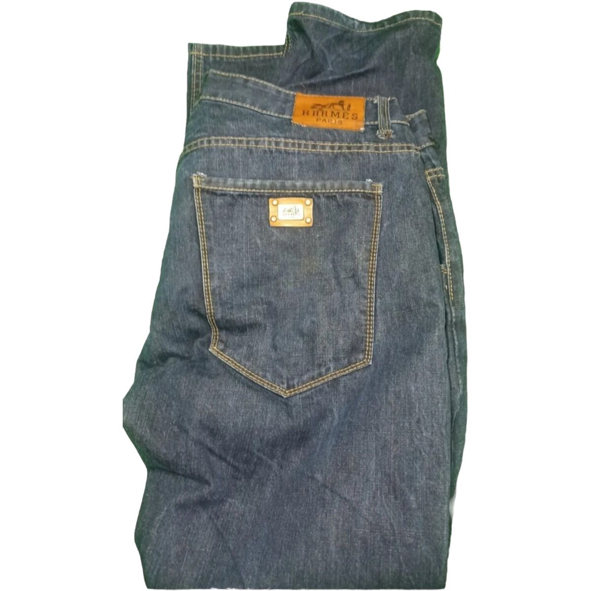 Vintage HERMES Paris Jeans 42x34 Straight Cut Mens Pants Y2K Vintage HERMES Paris Jeans 42x34 Straight Cut Mens Pants Y2K