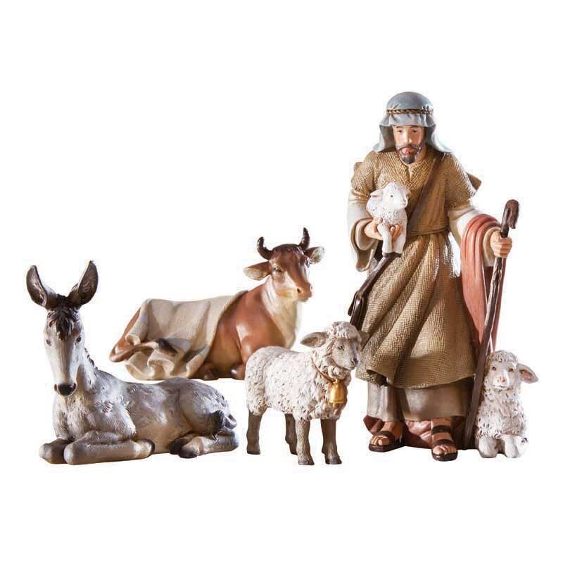 Deluxe Full Color Shepherd With Animals Replacements for Nativity Sets 5.63 In