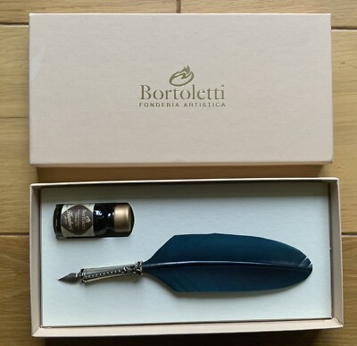 Handgefertigte Bortoletti vergoldete Feder Kalligraphie Geschenkset, Venedig Italien