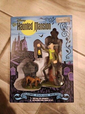 Disney The Haunted Mansion Caretaker and Dog Hallmark Ornaments, Set of 2