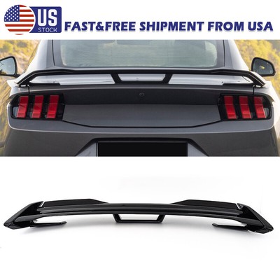 Fit For 2024-2025 Ford Mustang Gloss Black Rear Spoiler Lip W/ Gurney Flap Set