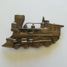 Vtg 1978 Locomotive Baron Belt Buckle Solid Brass Railroad Train as is