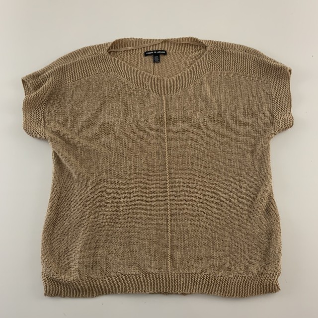 Cable & Gauge Short Sleeve Knit Sweater Women's Size L Tan eBay