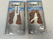 TechWare Pro Compression Ankle/Foot Sleeves (XXL) Beige-Lot of 2- FREE S/H