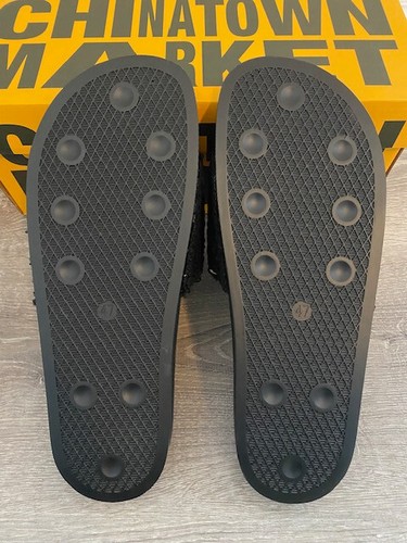 Mens Chinatown Market CTM Smiley Sherpa Slides Black Sandals Size US 13 EUR 47 - Picture 7 of 9