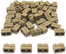 Lego 50 New Dark Tan Bricks Building Blocks Modified 1 x 2 w/ Masonry Parts