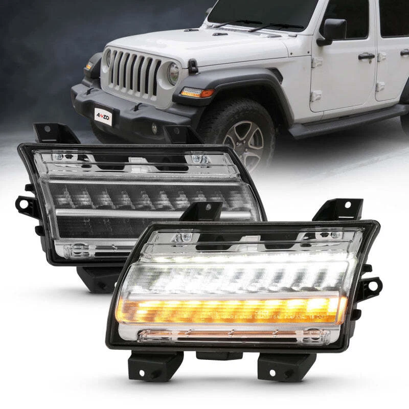 Luces LED secuenciales cromadas transparentes para guardabarros ANZO 511083 para Jeep Wrangler 18-23 Foto 3 de 4