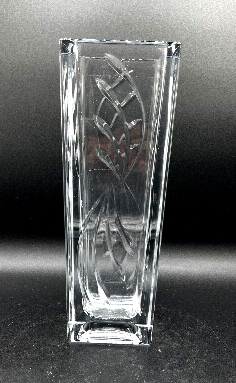 Vintage Bohemia Czech Republic Hand Cut 24% Lead Crystal Square Vase 10