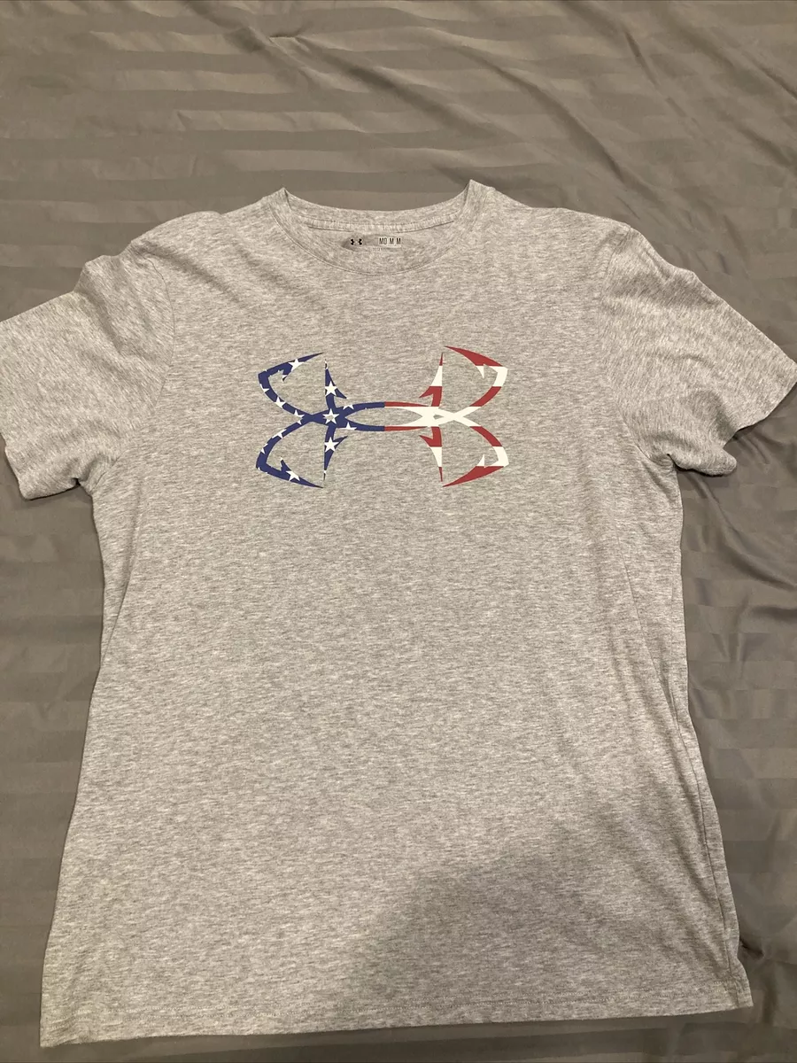 Under Armor Charged Men's American Flag Fishing Hook USA Size Large Shirt.