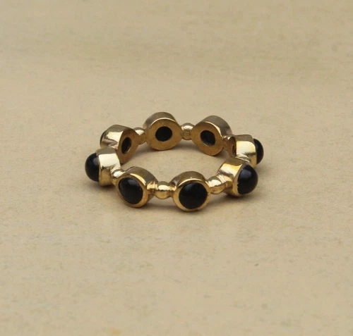 Eternity Black Onyx Band Ring Silver Ring Mens Pinky ring Birthday gifts