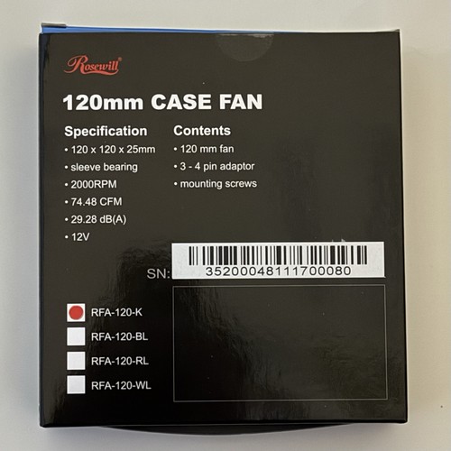 Rosewill RFA-120-K 120mm 12V Case Fan - Picture 2 of 2
