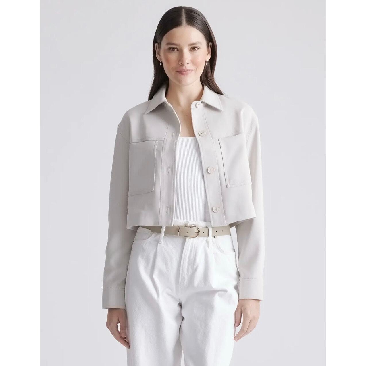 QUINCE Sand Stretch Crepe Cropped Jacket NWT Size XL