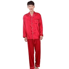 Conjunto de pijama de hombre Stain Pijama clásico similar a la seda S