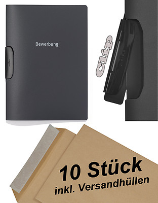 10x Durable DURASWING JOB - Bewerbungsmappe - anthrazit mit Clip + Umschlägen