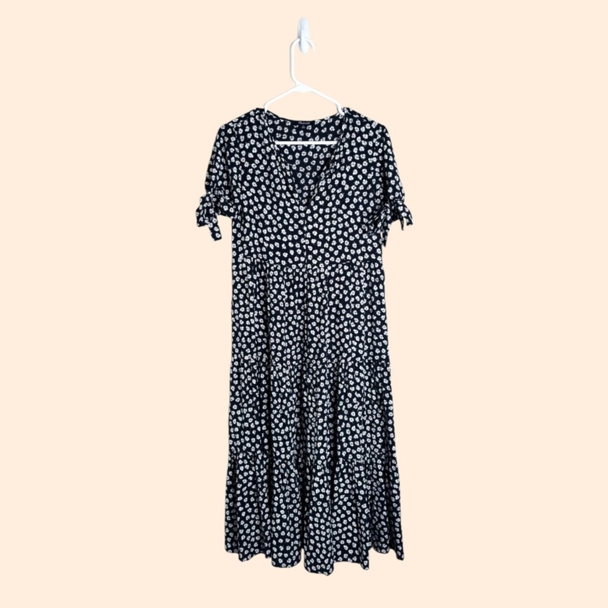 midi apricot dresses Orange Embellished Floral Flutter Sleeve Midi Dress