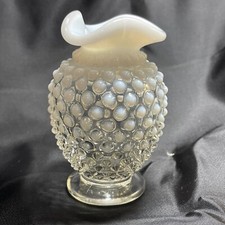 Vintage FENTON Opalescent White Hobnail 3 1/2 Vase