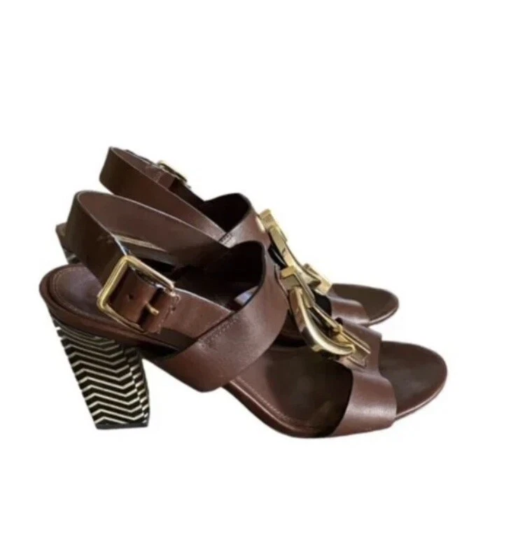 Diane Von Furstenberg Padme Oval Link Zigzag Heel Sandal 9 - Image 2 of 4