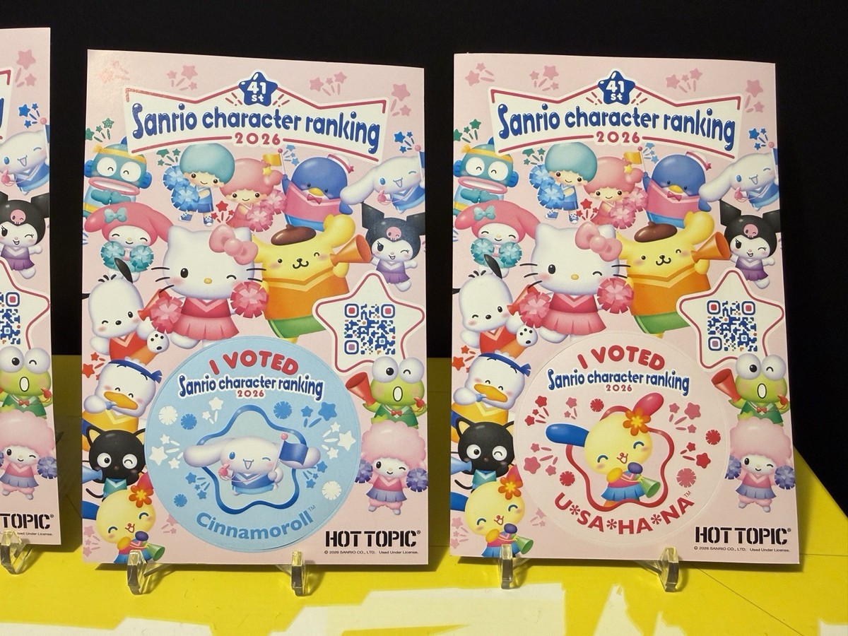 Contoh stiker Sanrio retro dengan karakter Pompompurin dan Cinnamoroll dalam gaya Heisei