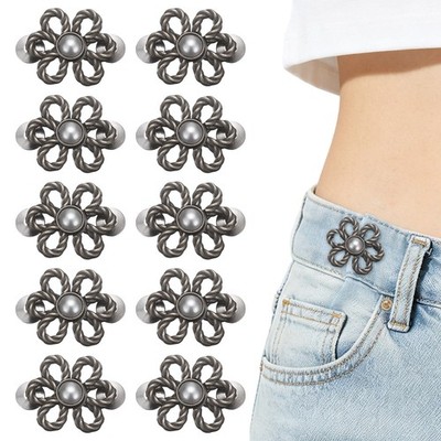 10er-Set Gürtelschnallen für Jeans, verstellbar, schwarz