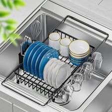 Dish Rack in Sink Expandable Stainless Steel Dish Drainers For Kitchen Counter