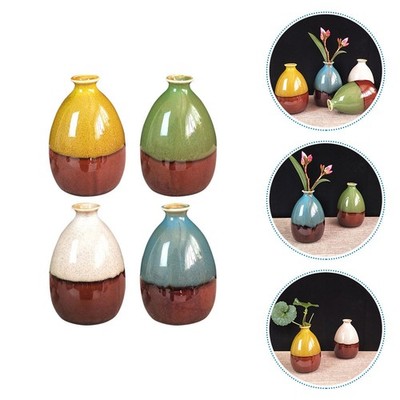  4 Pcs Rustikale Keramikvase Tischdekoration Vazo Blumenvase Wohndeko-Vase