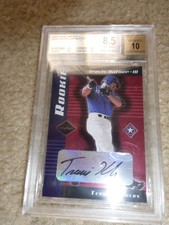 BGS 8.5 10 2001 Leaf Limited Travis Hafner Autograph Rookie Card /1000. rookie card picture