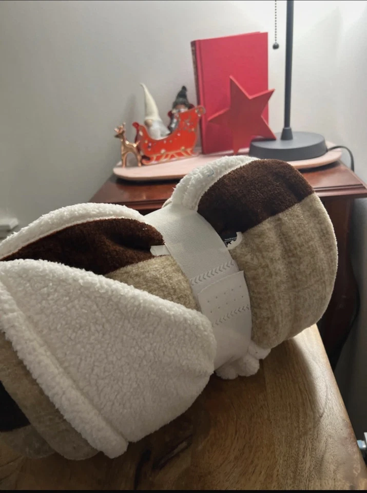 Printed Velvet Plush & Faux Shearling Soft Throw Blanket,, Brown Stripe 50x60 - Image 3 of 4