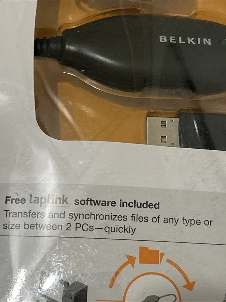 BELKIN EASY TRANSFER CABLE LAPTOP PC COMPUTER USB to USB SYNC FILES, NEW FACTORY - Image 3 of 3