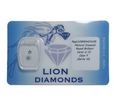 Lion Blister Natural Certified Diamond Sealed ct 0.15 Purity F Color VS