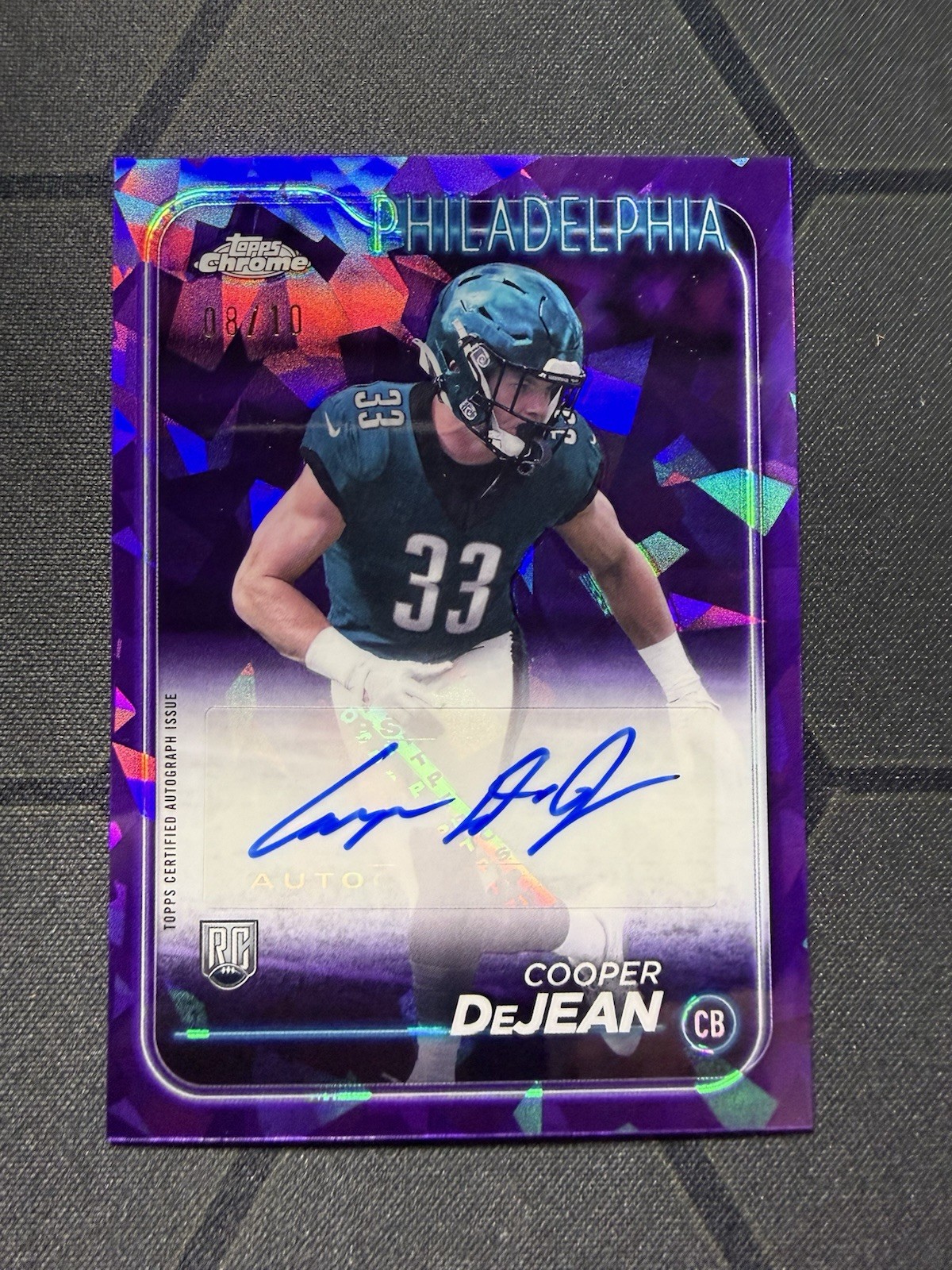 Cooper DeJean 2024 Topps Chrome Sapphire /10 Rookie RC Auto SP #RA-CDE