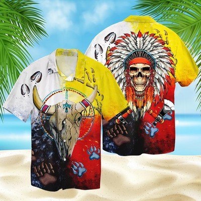 Native American Unisex Adult, Tropical Hawaiian Shirt, Aloha Party