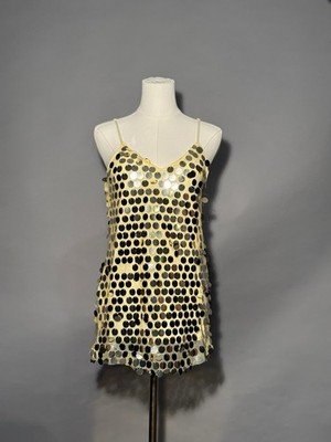 Vintage Style Sequin Yellow Party Girl Dress Cocktail Dance Small Touch Me