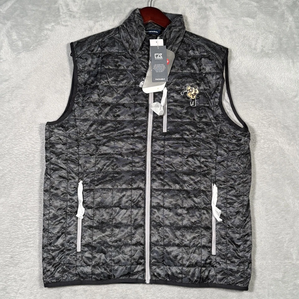 Purdue Boilermakers Vest Mens M Black Gray Camo PrimaLoft Packable Quilted Pete - Image 2 of 4