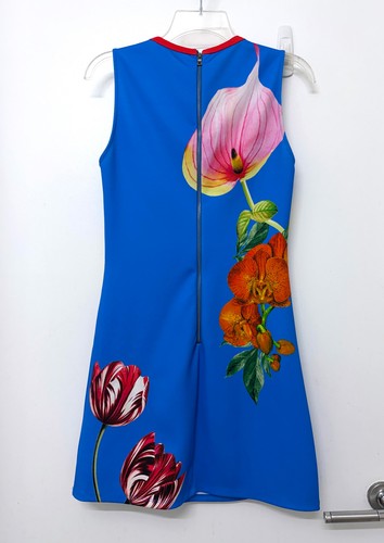 Alice + Olivia Wynell Le Parisien A Line Mini Dress Blue Yellow Floral 4 - Picture 8 of 14
