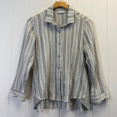 Habitat Lagenlook Button Down Top Women Size S Textured Coastal Grandma Scandi