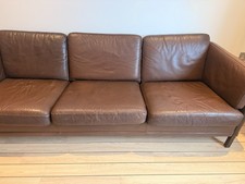 Danish Style 3 Seater Leather Sofa 213cm –Mid Century Inspired – Collection Only