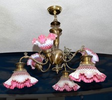 FENTON CRANBERRY HOBNAIL OPALESCENT 6 ARM  CHANDELIER Disneyland Haunted Mansion