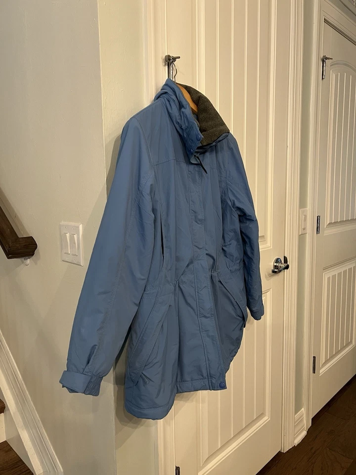 Vintage LL Bean Winter Warmer Coat Jacket Hooded Fleece XL Parka Blue Womens - Image 2 of 4
