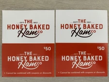 Honey Baked Ham Store $100 Gift Card (Two $50 Gift Cards)