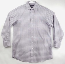 Hart Schaffner Marx Dress Shirt Mens 15.5 33 Purple White Check Cotton Non-Iron