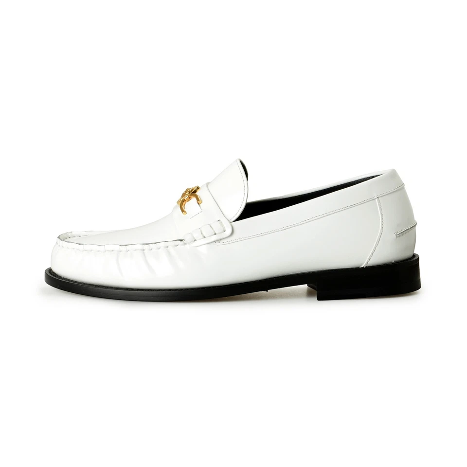 Zapatos Mocasines Versace Para Hombre Oro Blanco Medusa 100% Cuero Sin Cordones US 8 IT 41 Foto 2 de 4