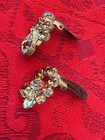 Vintage Austrian Amber and Citrine Rhinestone Clip Earrings — photo 5